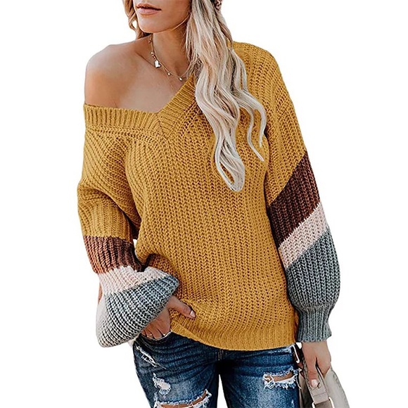 Sweaters - 💥FLASH SALE💥 Yellow Color Block Sleeve Oversize Sweater XLARGE